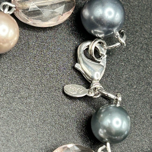 L21 Premier Designs Long silver tone blue pink Necklace - Picture 2 of 5